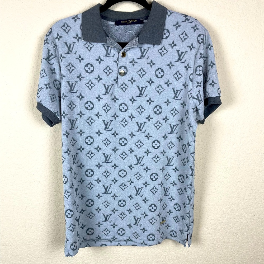 Louis Vuitton print grey polo shirt short sleeve